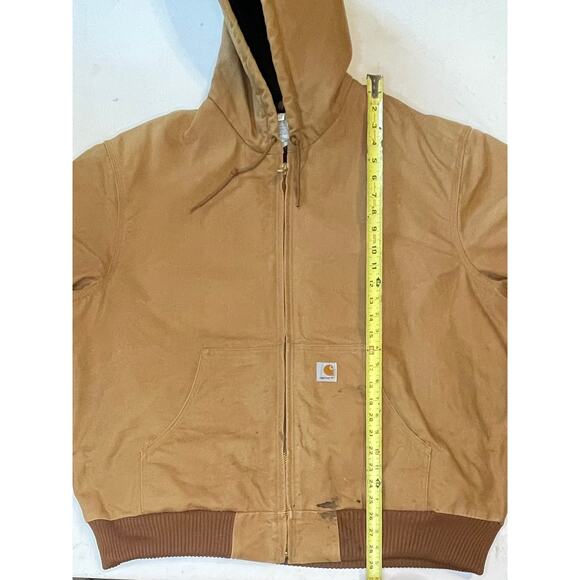 Carhartt J140 Duck Active Jacket XL Reg Distressed Workwear Flannel Lined Hoodie - Picture 8 of 12